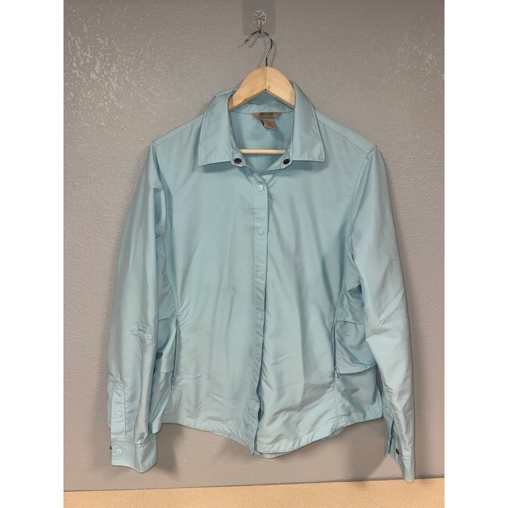 Duluth Trading Co Womens Blue Ripstop Ventilated Hiking Fishing Shirt Large